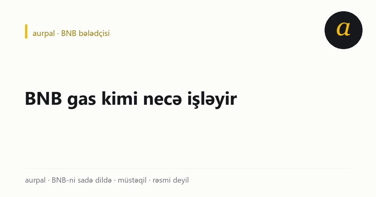 BNB Chain-də gas BNB ilə ödənilir — BNB şəbəkənin yanacağıdır