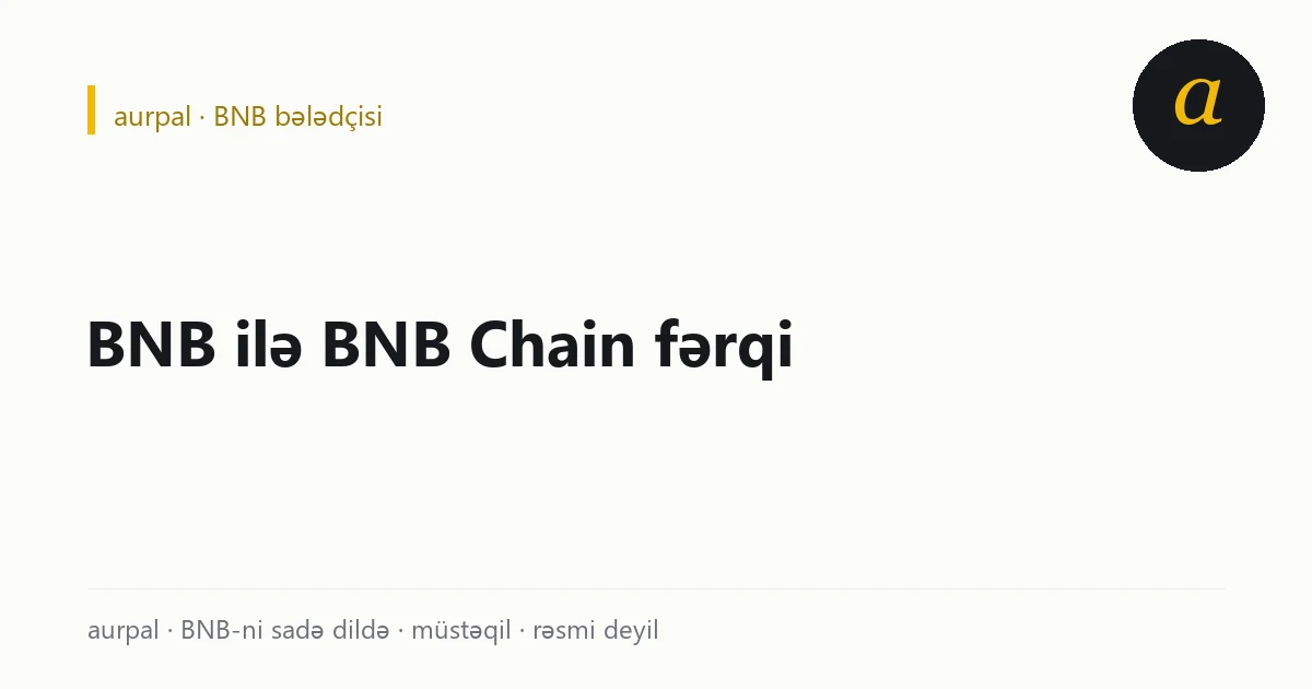 BNB tokendir, BNB Chain isə şəbəkədir — müqayisə sxemi