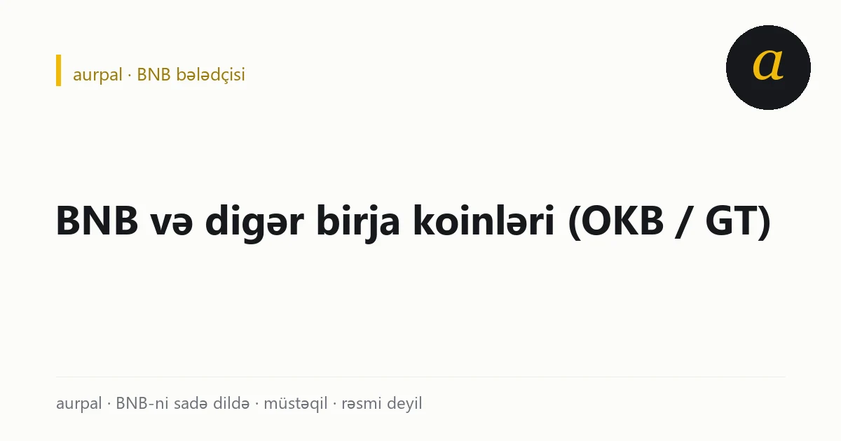 BNB, OKB və GT: üç birja koininin obyektiv müqayisəsi