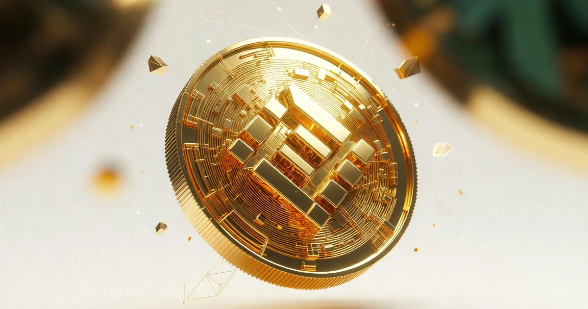 一枚金色的 BNB 加密代币